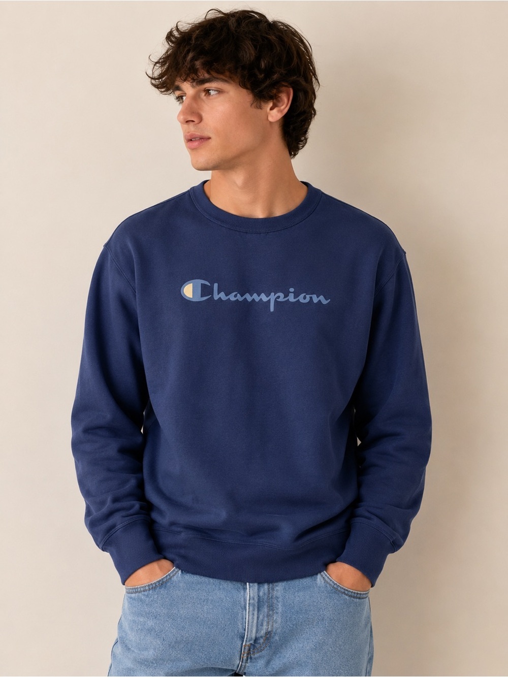 Champion Blue Logo Crewneck Sweatshirt Size Medium